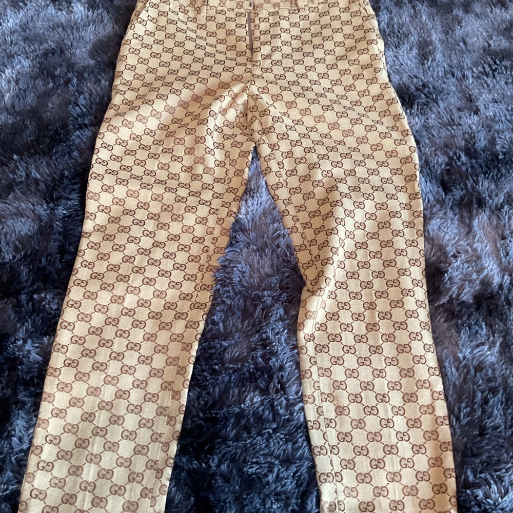 Gucci Tan Monogram Trousers